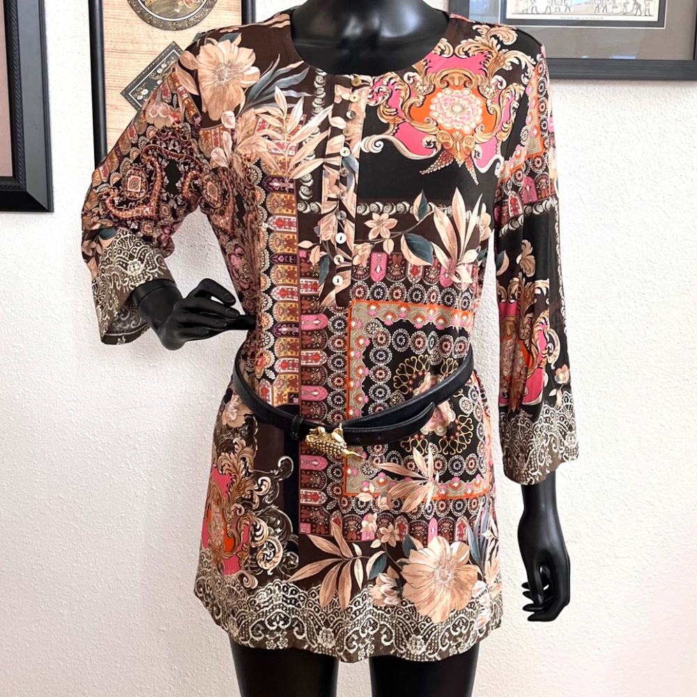 Johnny Was Stretch Tunic, Flora Lace Button Front, Size L, NWT - Picture 6 of 7